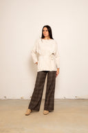 Maglia donna manica lunga con cordino regolabile 26S582