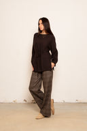 Maglia donna manica lunga con cordino regolabile 26S582