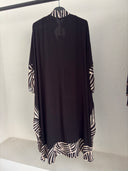 Abito caftano lungo fantasia bianca e nera Made in Italy 03940